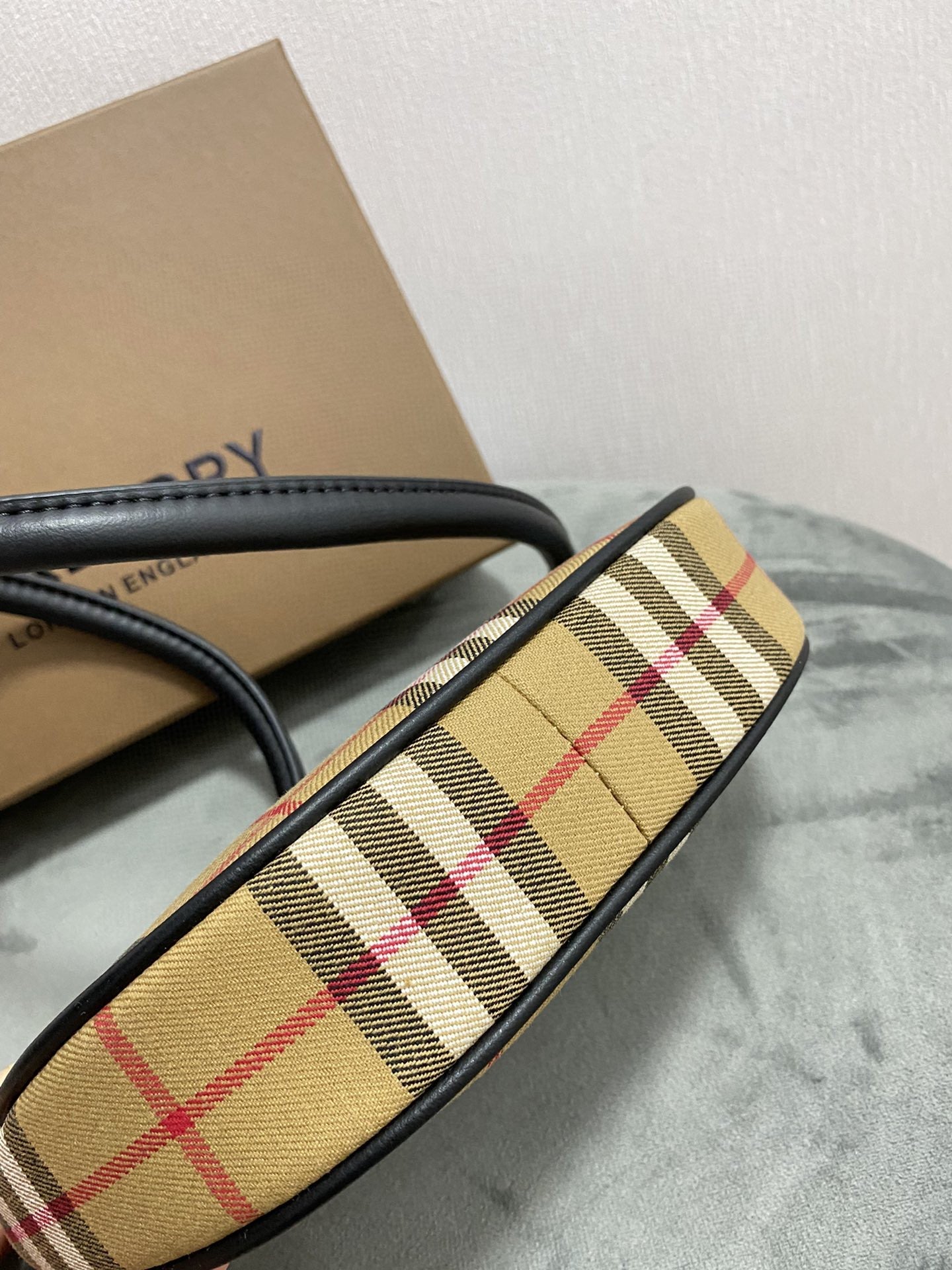 Burberry Vintage Check Cotton Olympia Pouch Archive Beige