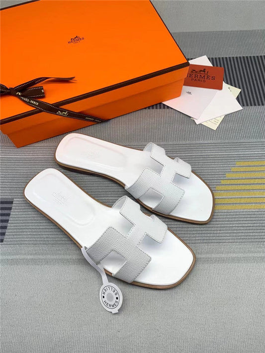 Hermes Oran Sandal White Calfskin Leather