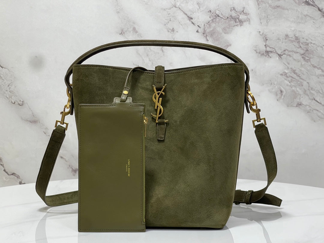 Bolsa Saint Laurent Le 37 Medium Suede Green