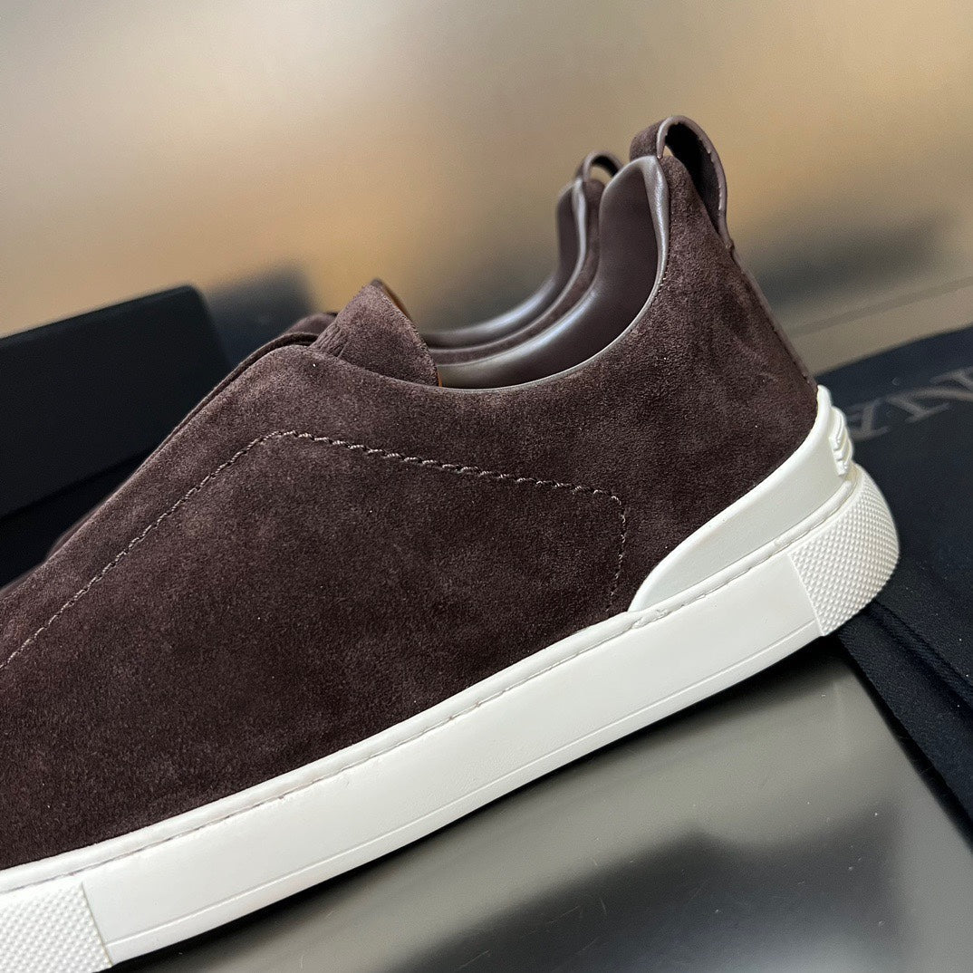 ZEGNA Suede Triple Stitch Sneakers