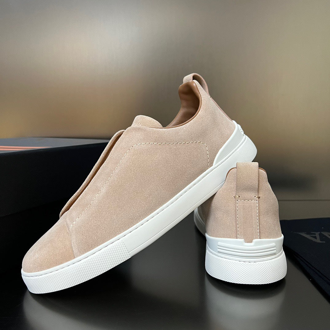 ZEGNA  Suede Triple Stitch Sneakers