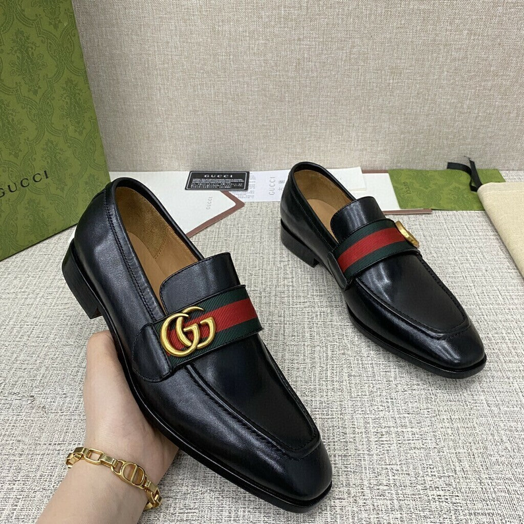 Gucci Plain Leather Loafers Black (Pronta entrega)