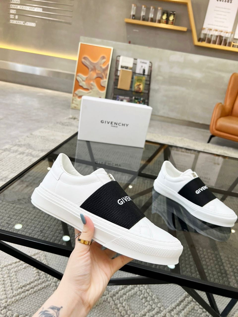 Givenchy City Sport Sneaker White Black Logo Strap