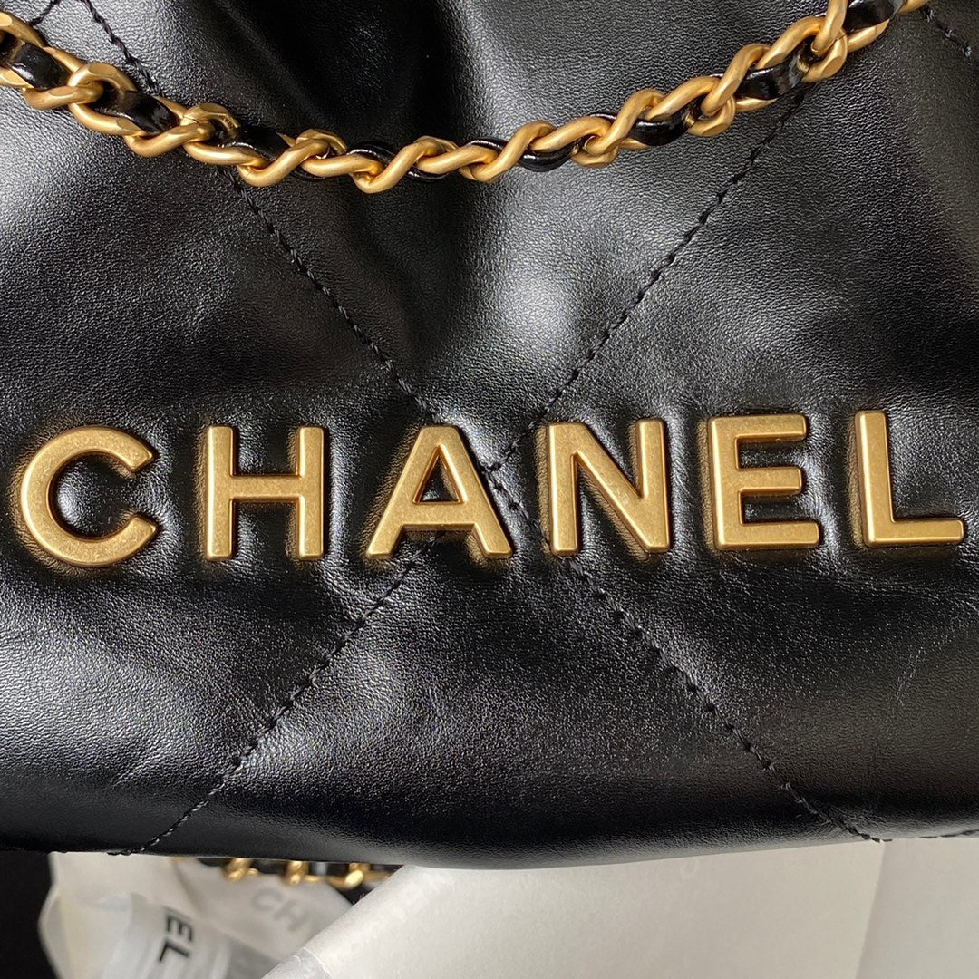 Chanel 22 Handbag Mini 23S Shiny Calfskin Black