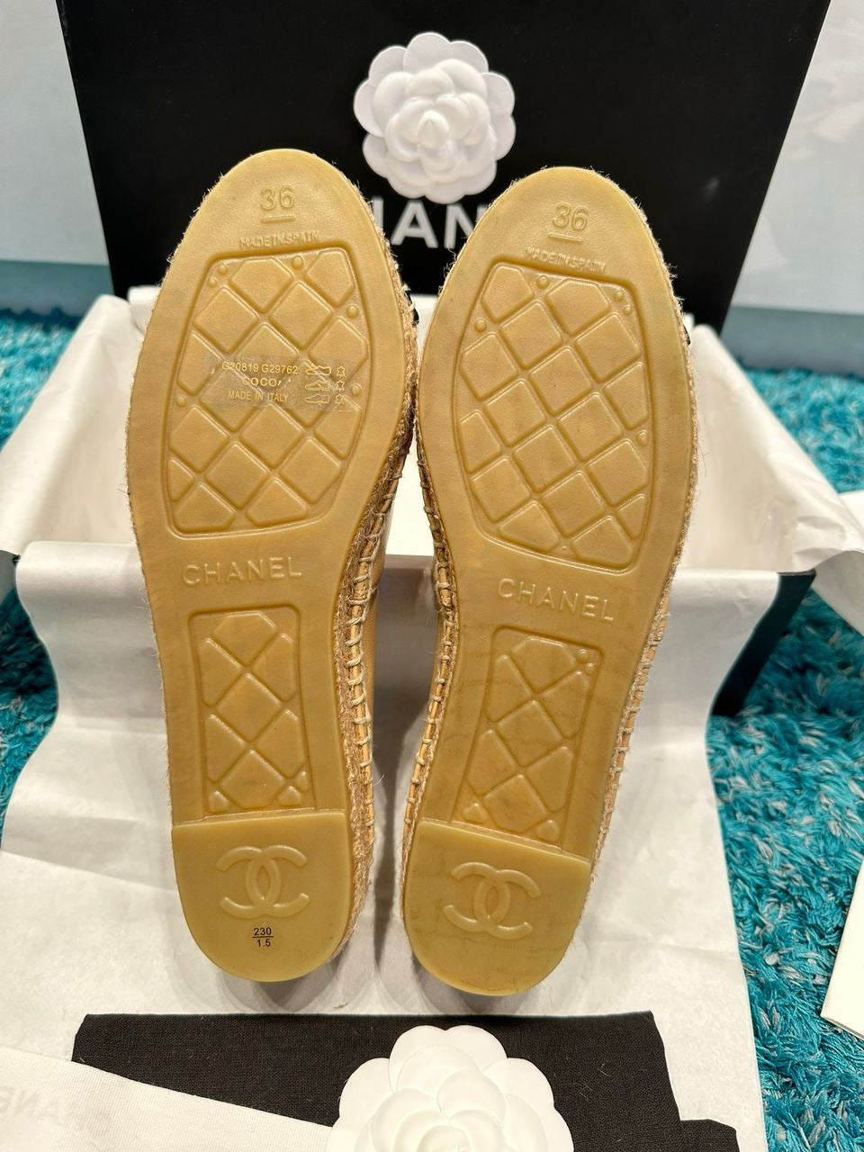 Espadrilles Chanel Lambskin Beige & Black