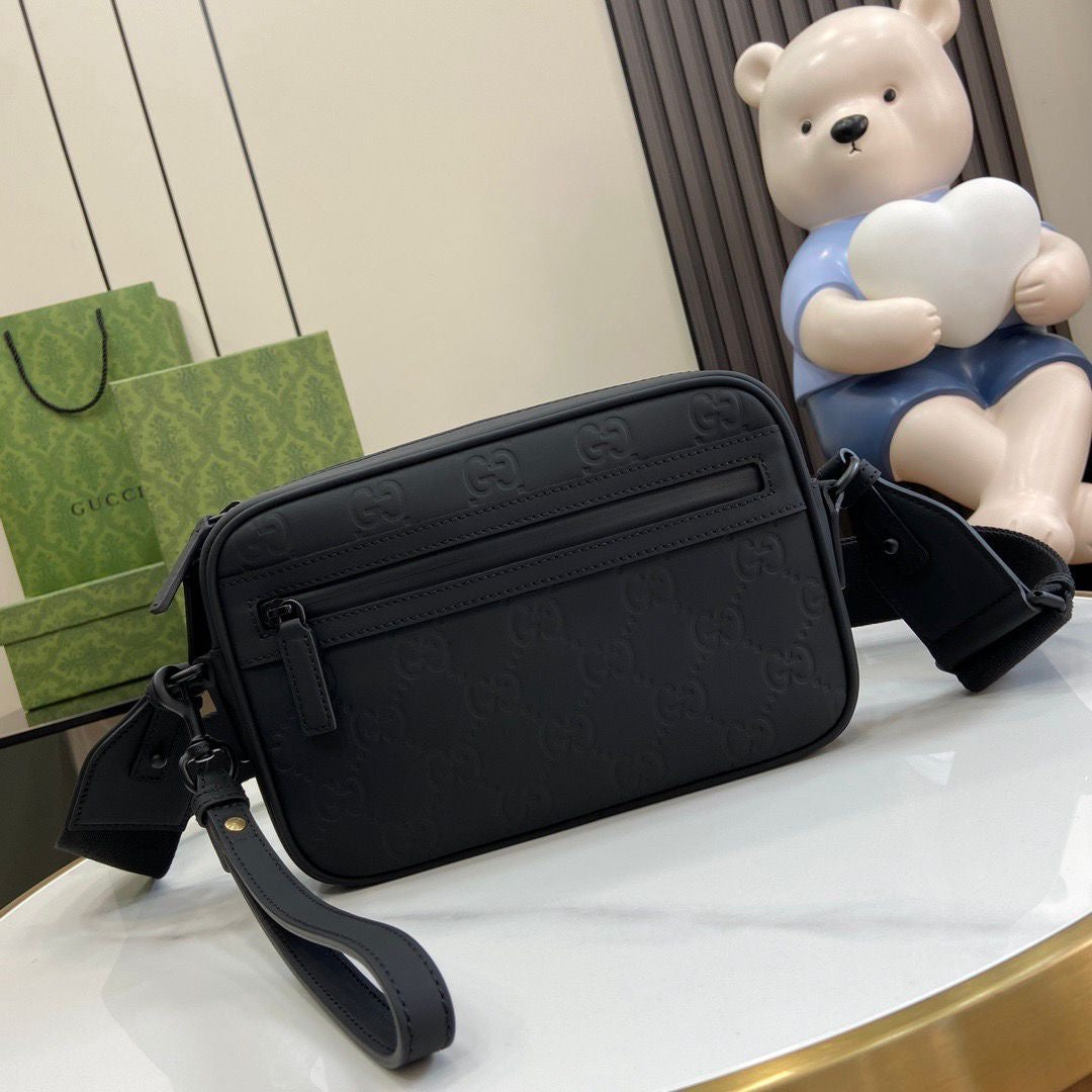 Gucci GG Rubber Effect Crossbody Bag Black