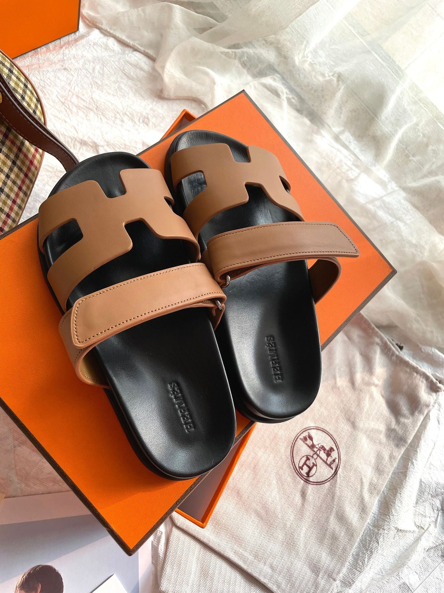 Hermes Chypre Sandal Naturel Black Smooth Calfskin Leather