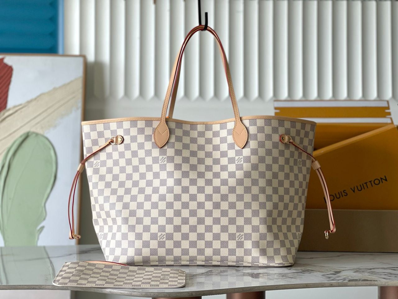 Neverfull Damier Azur PM Beige Lining