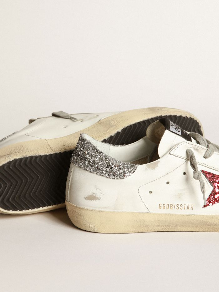 GOLDEN GOOSE GGDB White in leather with glittery red star