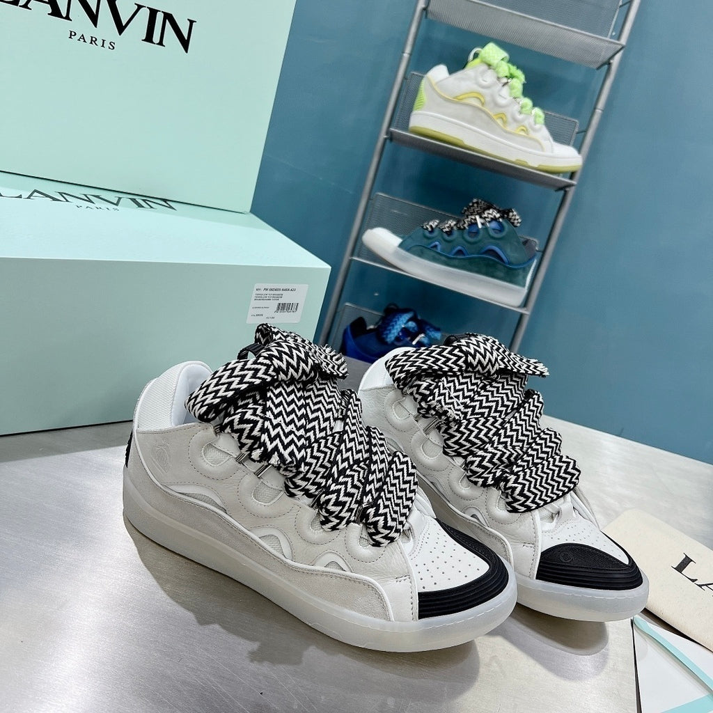 Lanvin Leather Curb Sneaker White