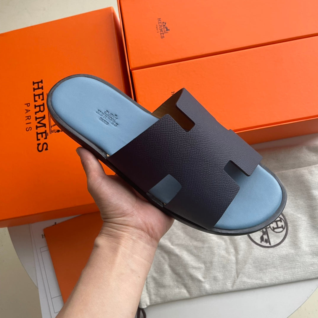 Hermes Izmir Sandal Marine Brown Epsom Leather