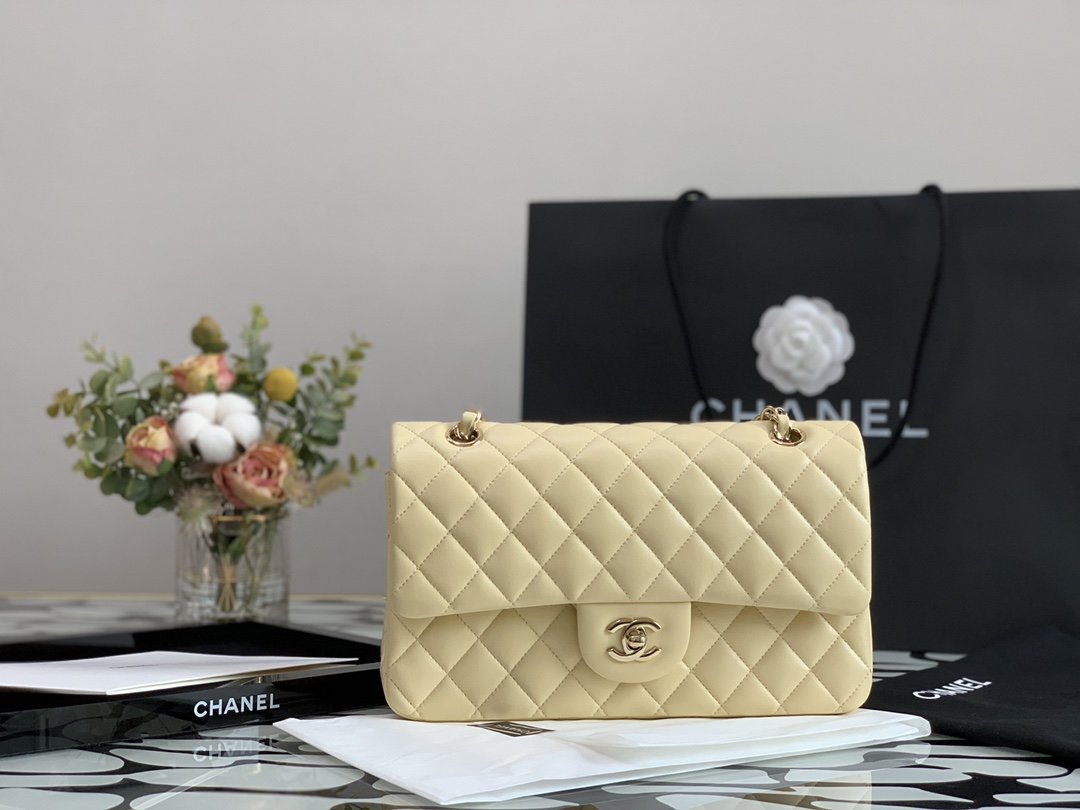 Chanel Classic Double Flap Quilted Medium Beige Clair