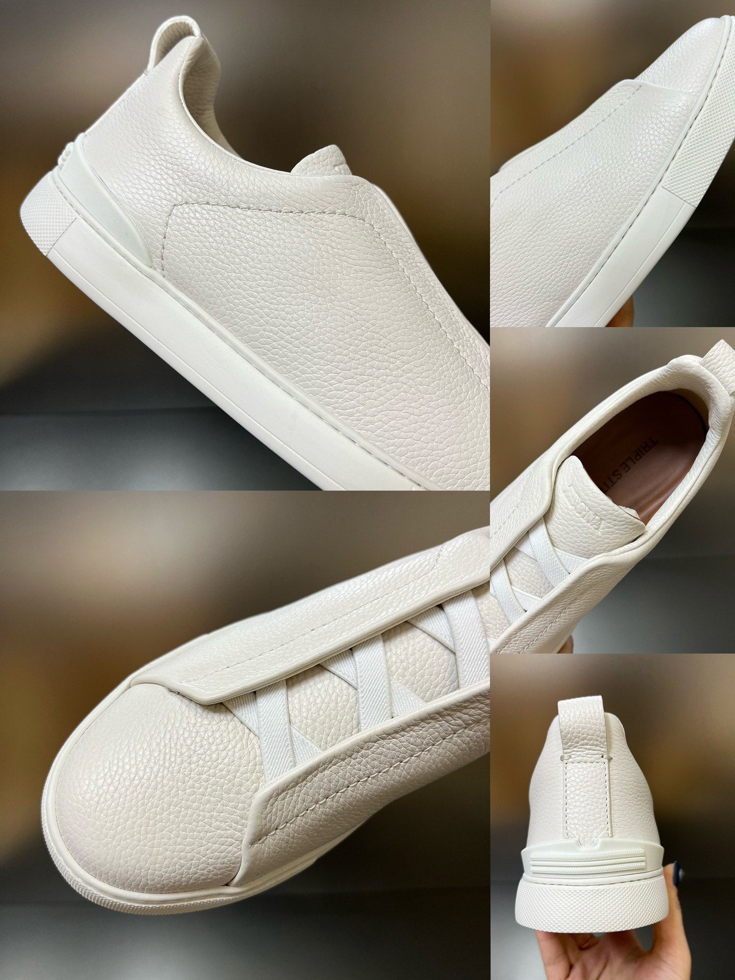 ZEGNA Triple Stitch Sneakers All White