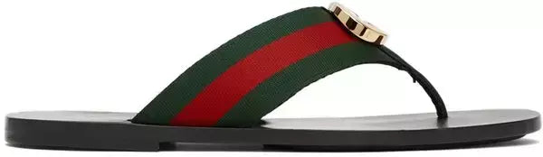 GUCCI Red & Green Kika Thong Sandals