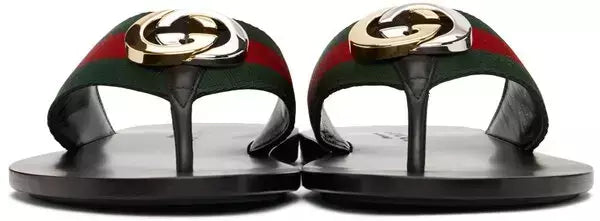 GUCCI Red & Green Kika Thong Sandals