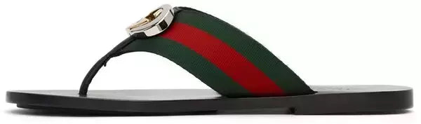 GUCCI Red & Green Kika Thong Sandals