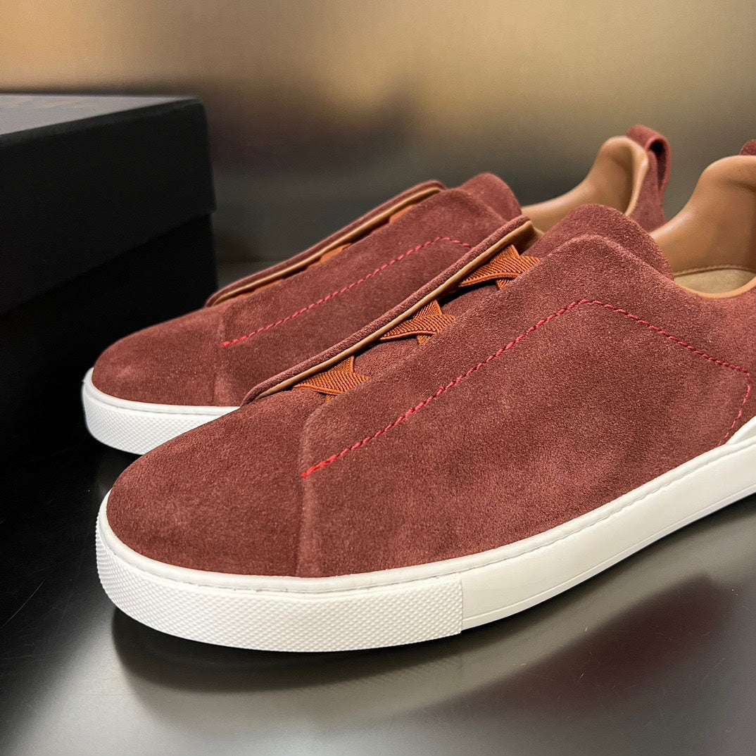 ZEGNA Suede Triple Stitch Sneakers