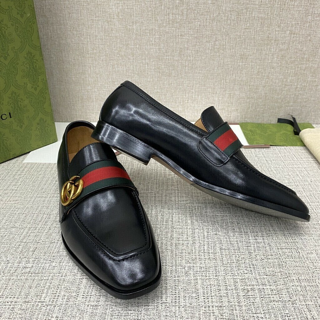 Gucci Plain Leather Loafers Black (Pronta entrega)