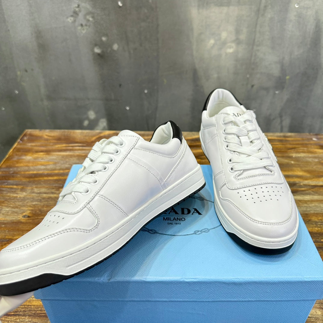 Prada Downtown Low Top Sneakers Leather White White Black