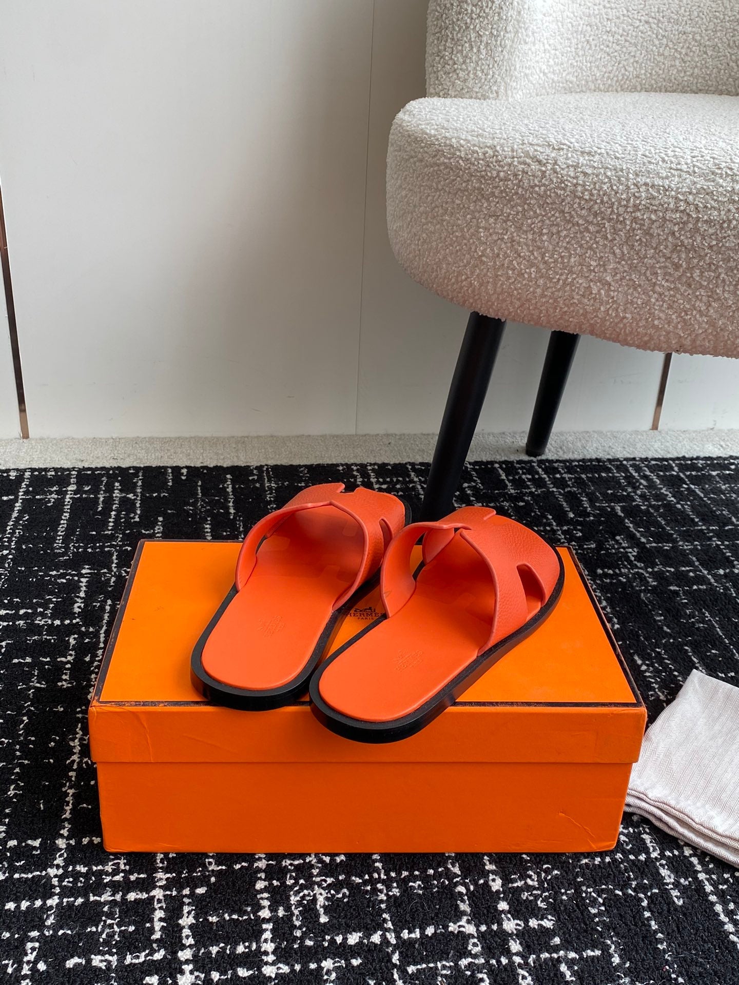 Hermes Izmir Sandal Marine Orange Epsom Leather