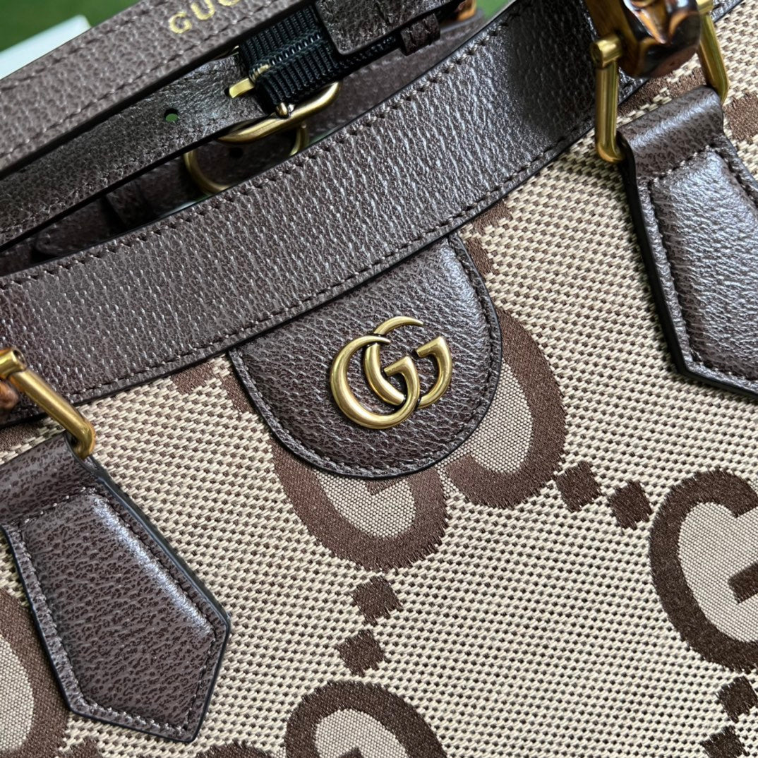 Gucci Diana Jumbo GG Tote Bag Small Camel/Ebony