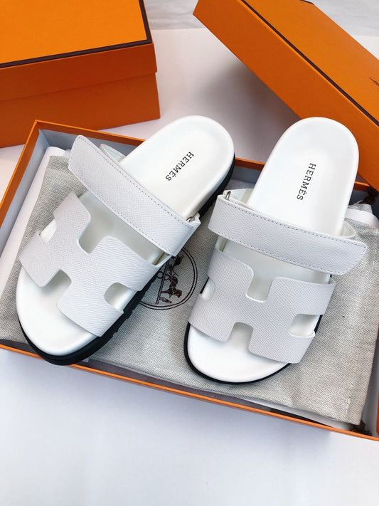 Hermes Chypre Sandal Blanc Epsom Leather