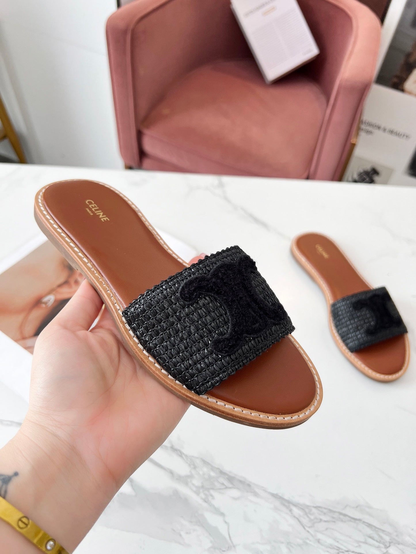 CELINE LYMPIA MULE in TRIOMPHE KNITTED COTTON