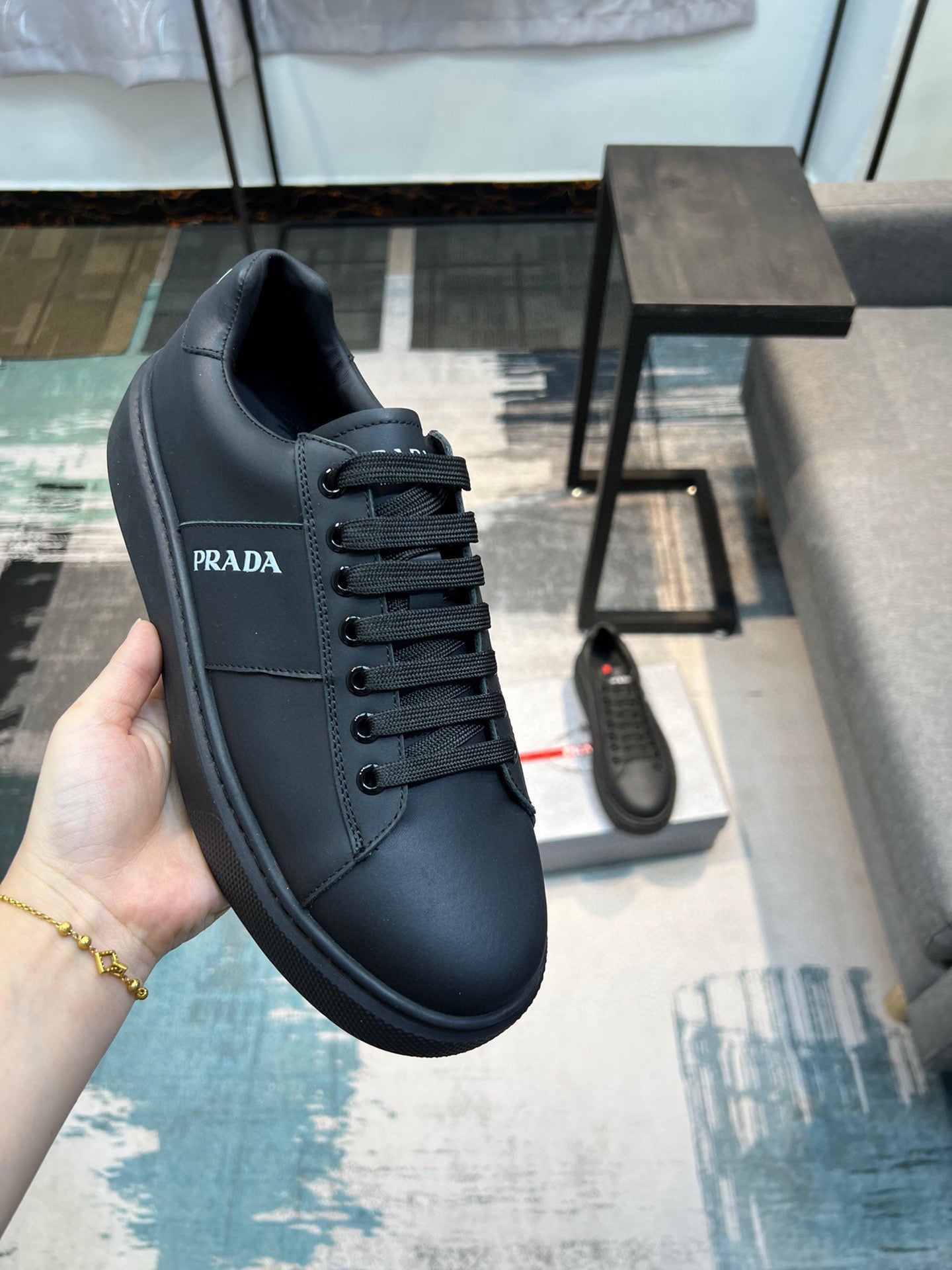 Prada Black Leather Sneaker