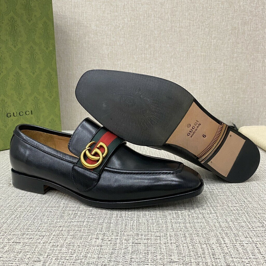 Gucci Plain Leather Loafers Black (Pronta entrega)