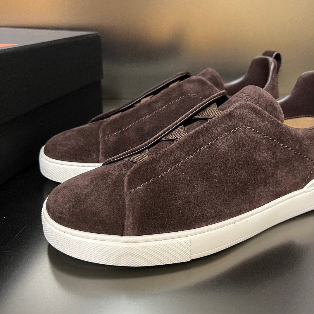 ZEGNA Suede Triple Stitch Sneakers