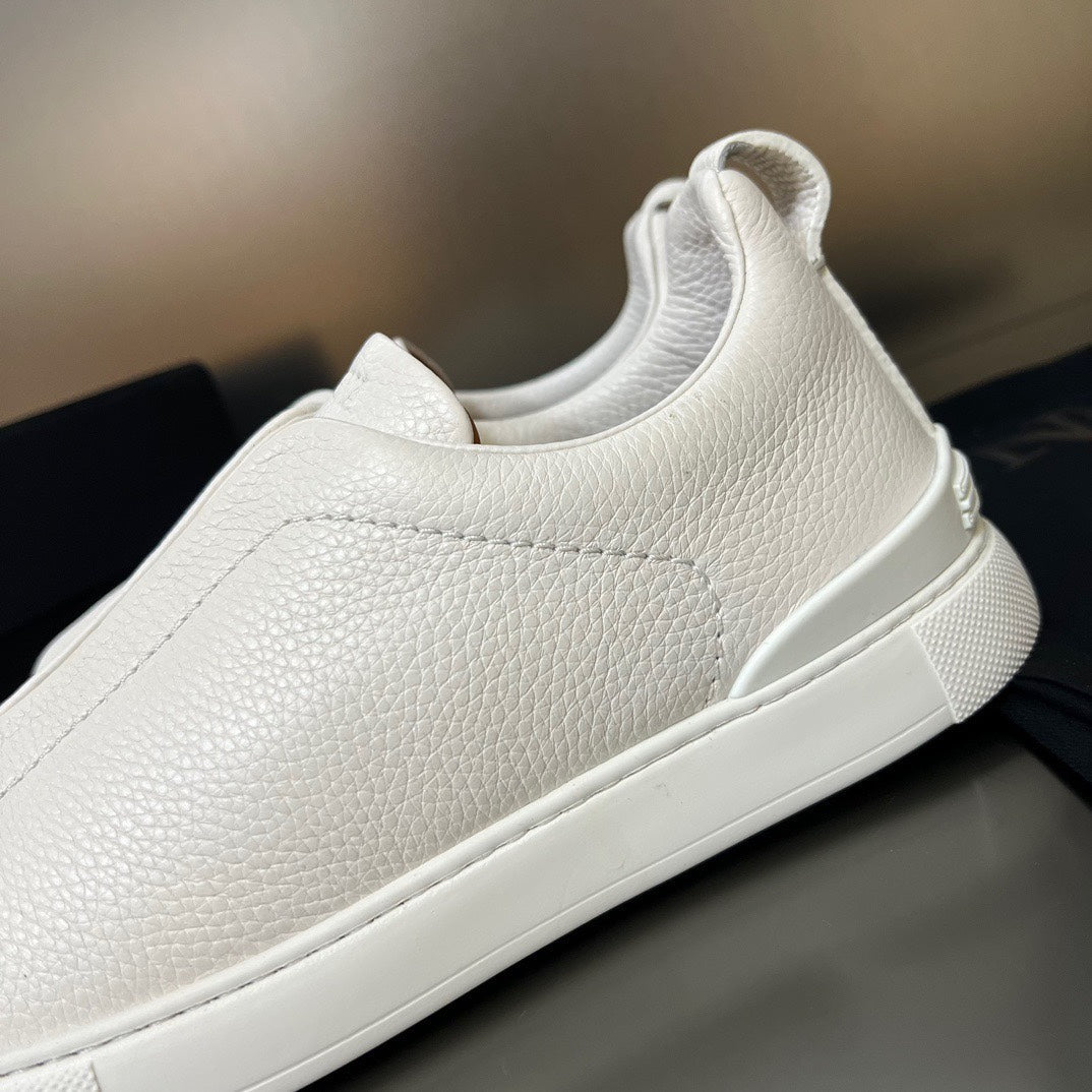 ZEGNA Triple Stitch Sneakers All White