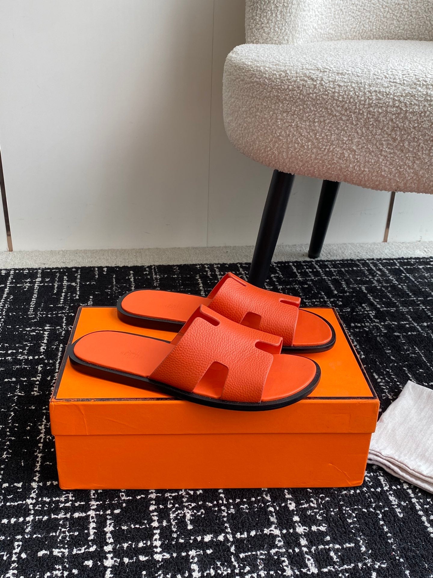 Hermes Izmir Sandal Marine Orange Epsom Leather