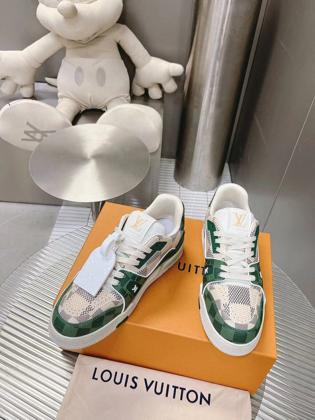 LOUIS VUITTON TRAINER WHITE/GREY/BROWN/GREEN