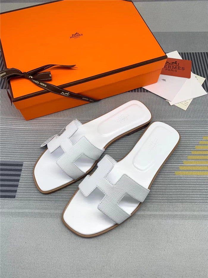 Hermes Oran Sandal White Calfskin Leather