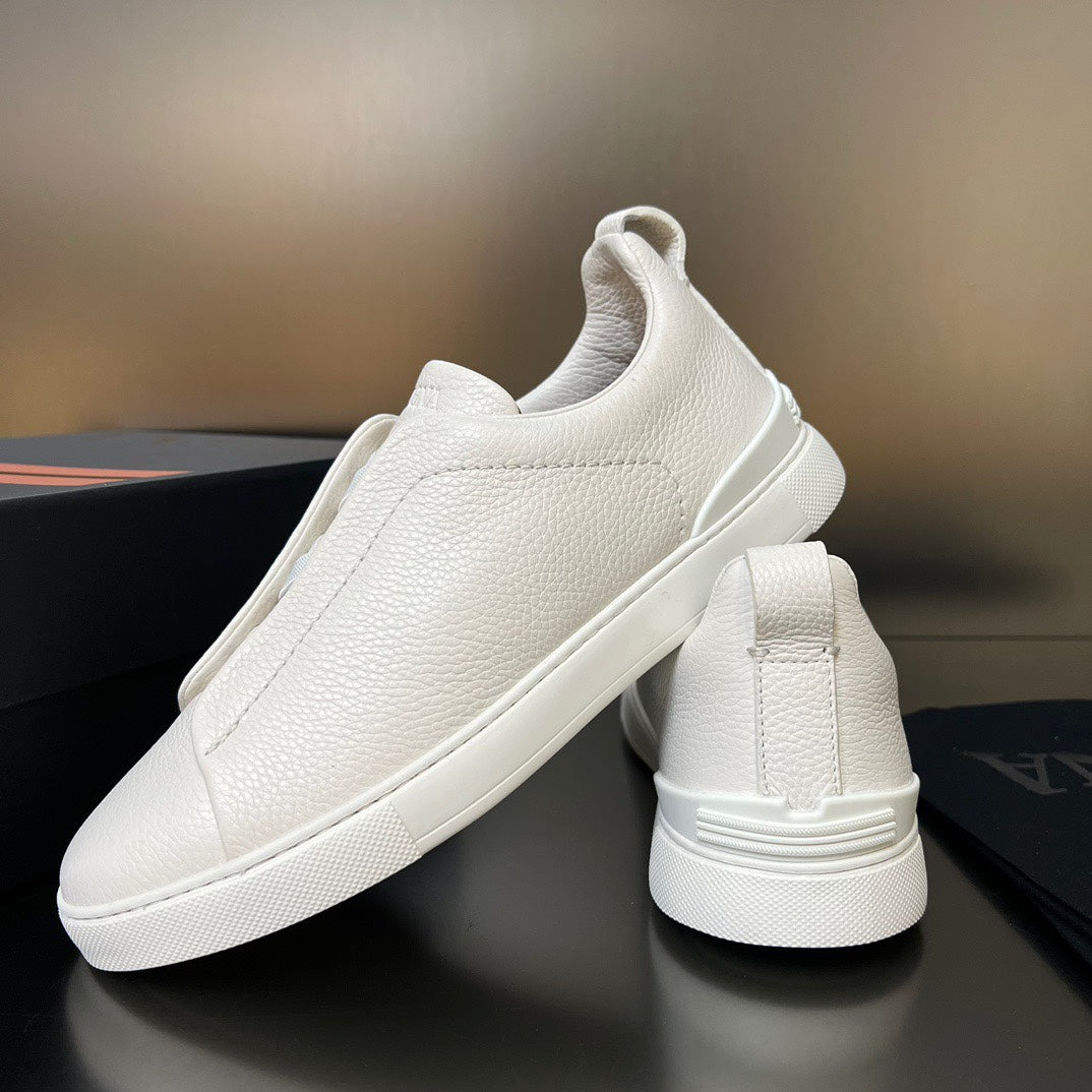 ZEGNA Triple Stitch Sneakers All White