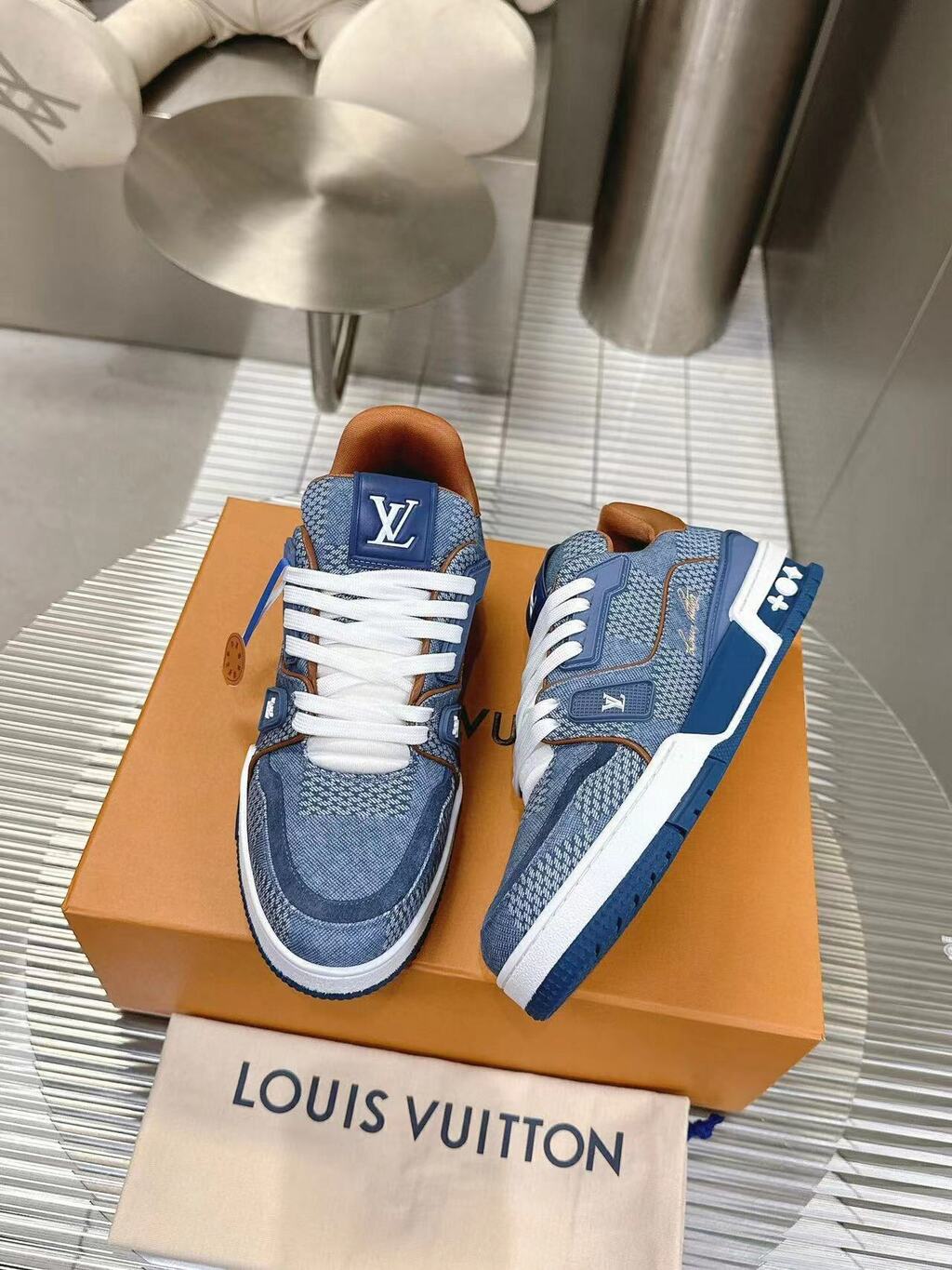 LV Trainer Blue Damier 3D Denim