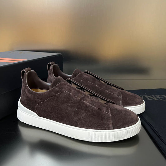 ZEGNA Suede Triple Stitch Sneakers