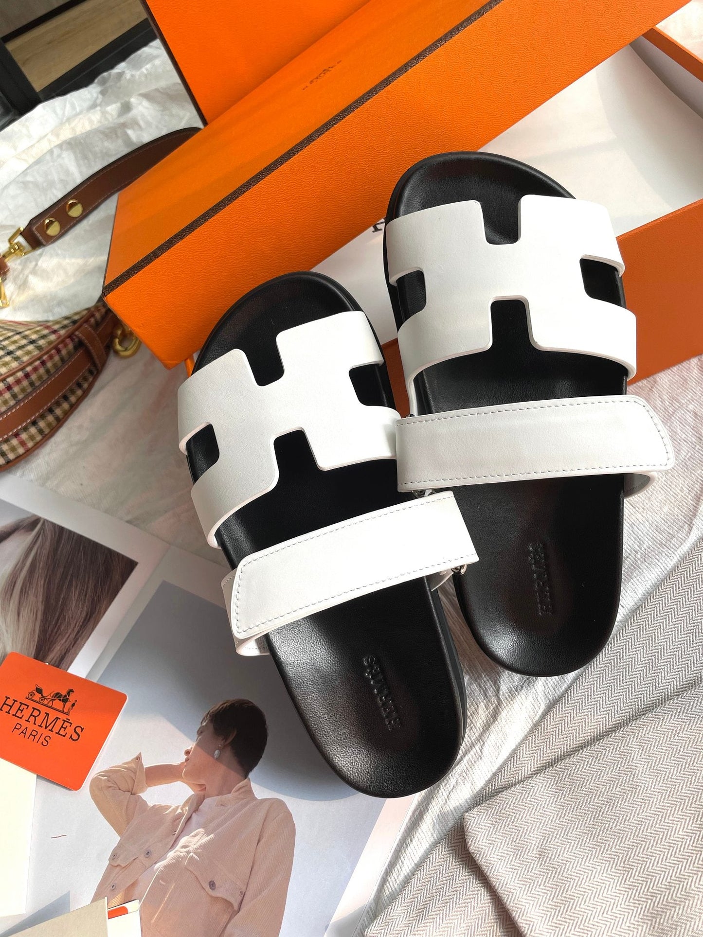 Hermes Chypre Sandal Blanc Epsom Leather (Pronta entrega)