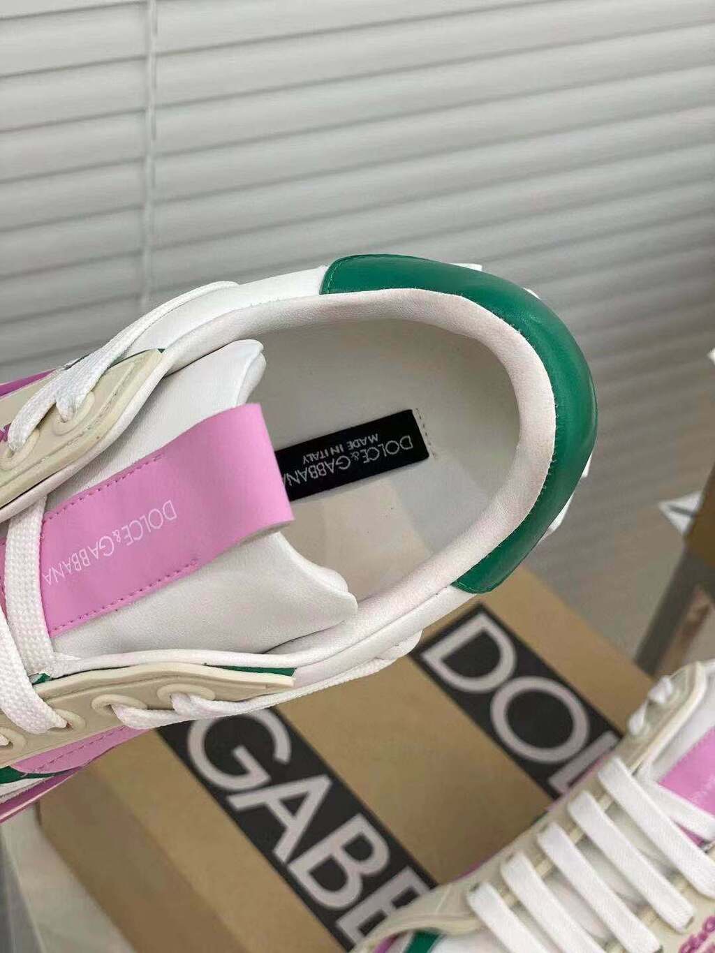 Dolce & Gabbana White Pink Green Custom 2.Zero Sneakers