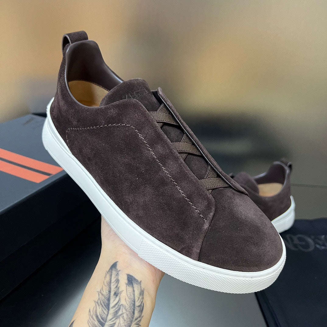 ZEGNA Suede Triple Stitch Sneakers