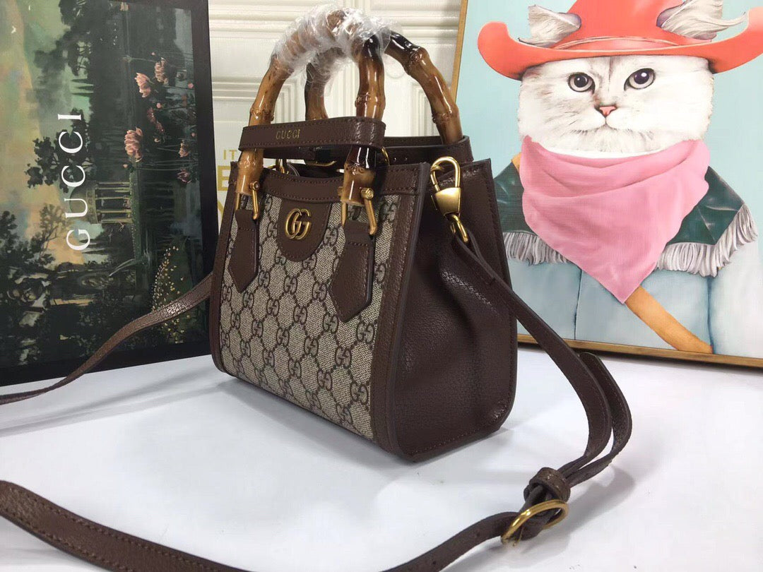 Gucci Diana Jumbo GG Tote Bag Small Camel/Ebony