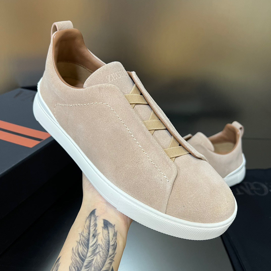 ZEGNA  Suede Triple Stitch Sneakers