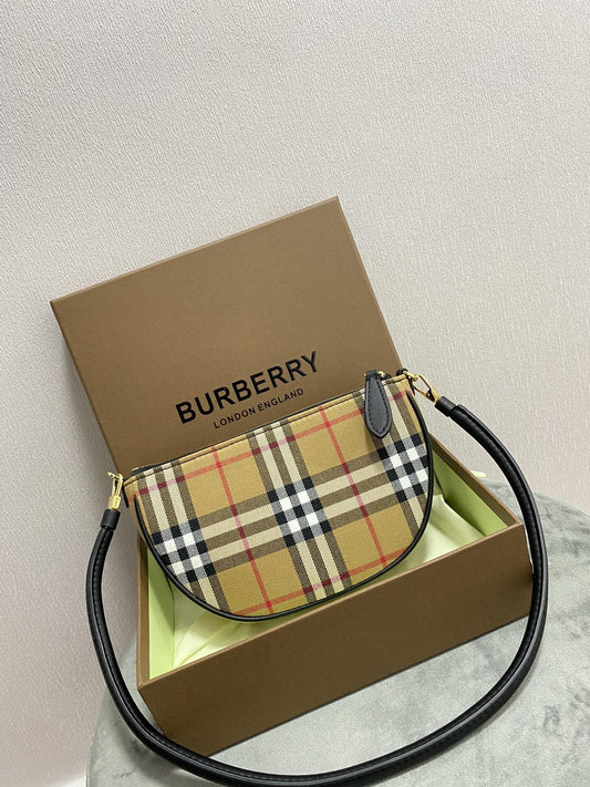 Burberry Vintage Check Cotton Olympia Pouch Archive Beige