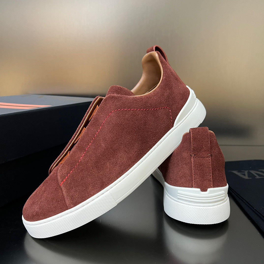 ZEGNA Suede Triple Stitch Sneakers