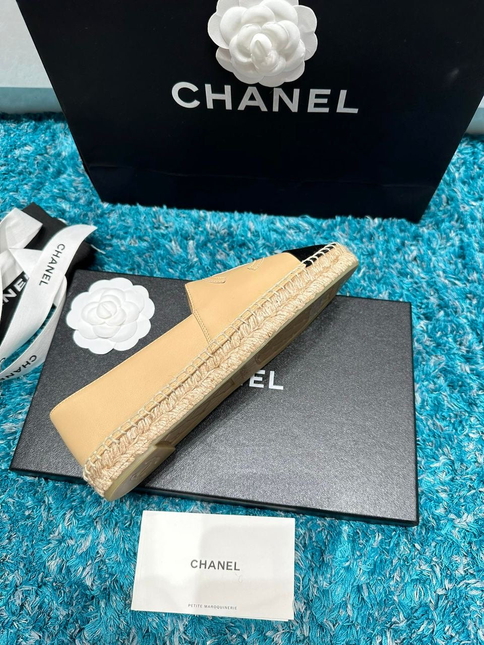 Espadrilles Chanel Lambskin Beige & Black