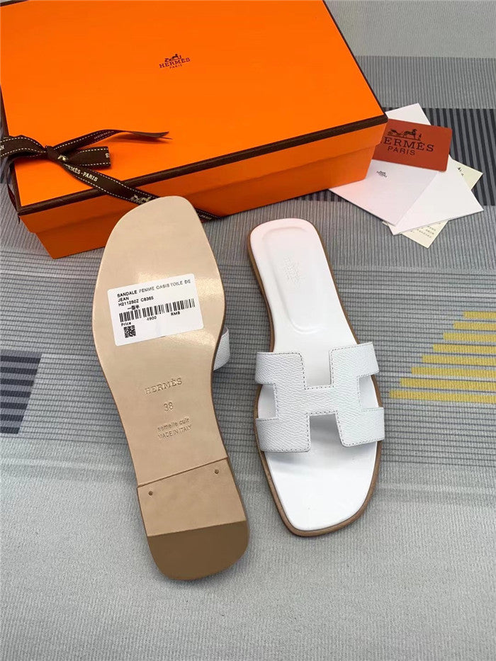 Hermes Oran Sandal White Calfskin Leather