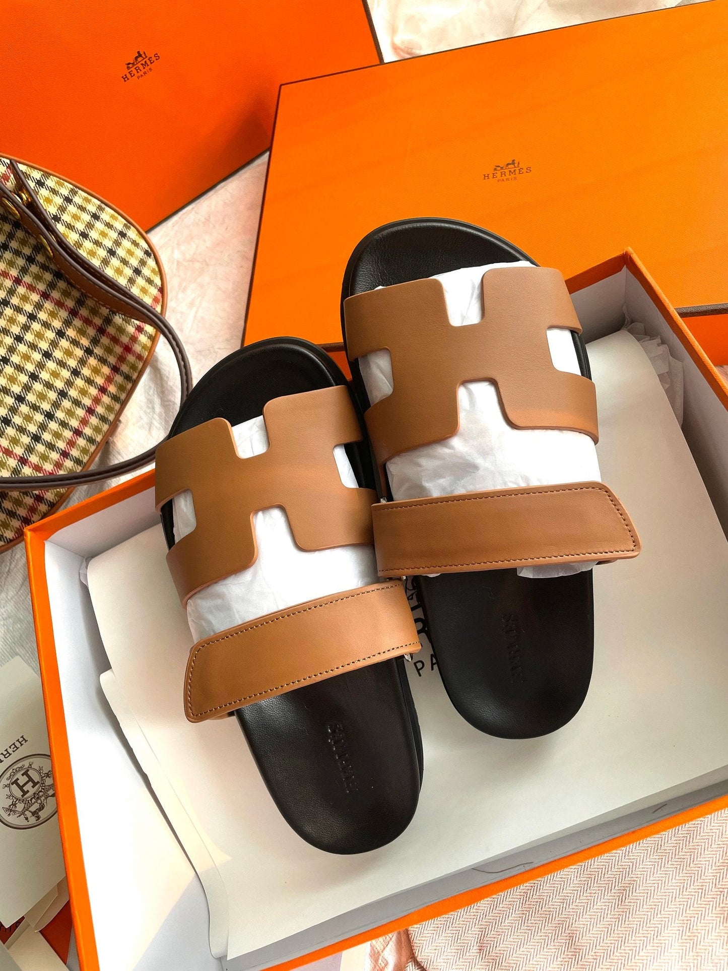 Hermes Chypre Sandal Naturel Black Smooth Calfskin Leather