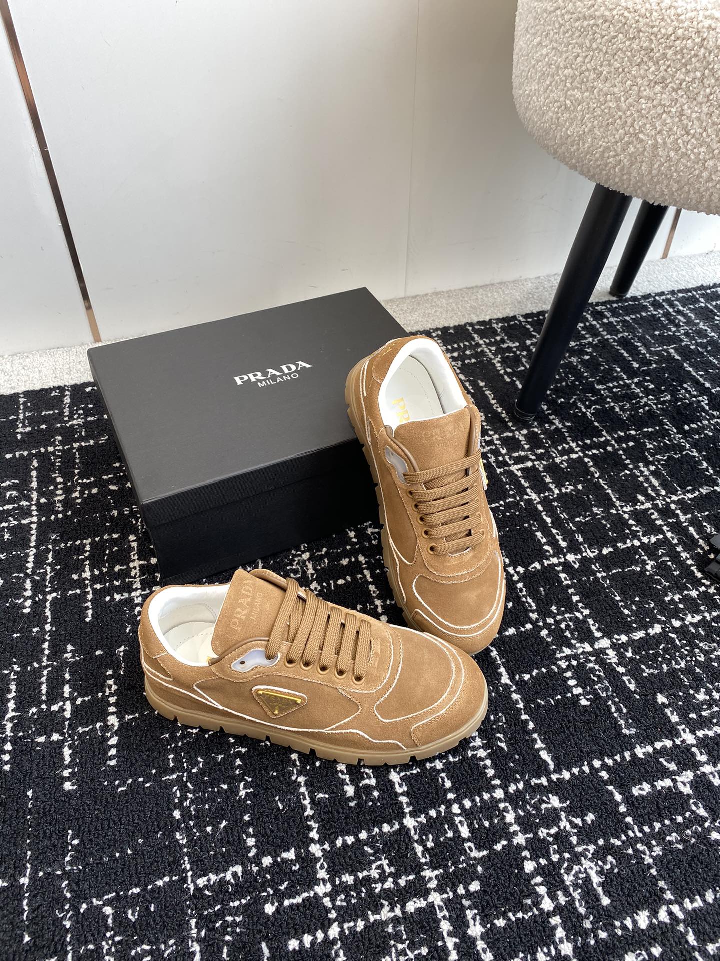 Prada Trail faded suede sneakers