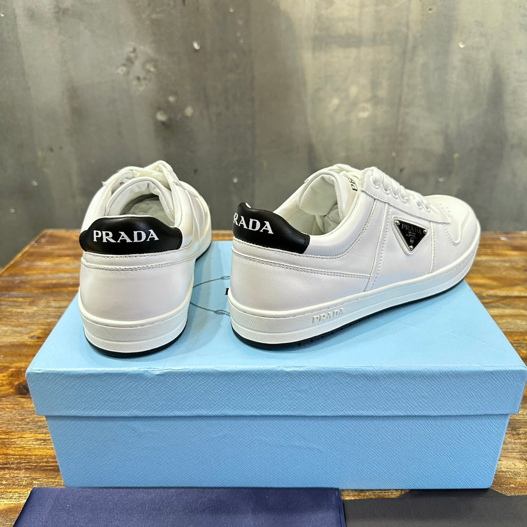 Prada Downtown Low Top Sneakers Leather White White Black