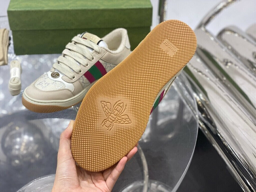 Gucci Screener Cream Leather